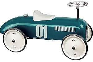 Vilac - Porteur enfant - Ma voiture de course vintage en métal - Développe la motricité de votre enfant - Véhicule couleur bleu - Véhicule pour enfants - A partir de 18 mois - 1102