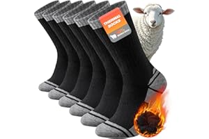 Stoeury Merino Wool Hiking Socks Men Women, Thermal Thick Walking Socks Winter Warm, Anti Blister Cushioned Crew Sports Work Running Sock 3 Pairs