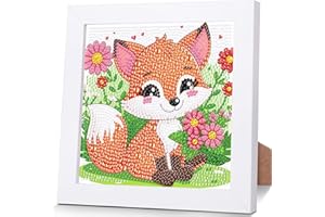 LUCKYARINA Fuchs Diamond Painting Kinder mit Rahmen- Tiere Diamant Painting Bilder kinder, Niedlich Mosaik Bastelset Kinder als Geschenk für Home Wand Décor 18X18CM