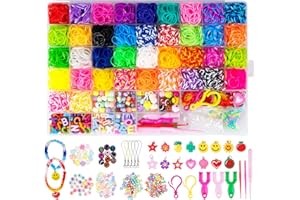 BLISSIQUEE Loom Bänder set, 3000+ Looms Gummis 38 Farben Freundschaftsarmbänder Selber Machen Bastelsets mit Clips Charms Perlen Buchstaben,DIY Soft Loom Gummiband für Armbänder Knüpfen Kinder
