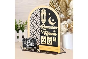 YIMAKJ Neuer Ramadan Kalender 2024, Eid Mubarak Kalender aus Acryl, DIY Ramadan Deko, Eid Mubarak Dekoration, Ramadan Kalender Kinder, Ramadan Mubarak Deko Wohnzimmer, Eid Mubarak Geschenke (Schwarzes Gold)
