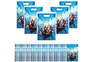 AHEAGOU 50 sacchetti regalo per feste di caramelle, sacchetti regalo di compleanno per bambini, sacchetti regalo Marvel, per confezionare regali, regali di compleanno per bambini, feste, ecc