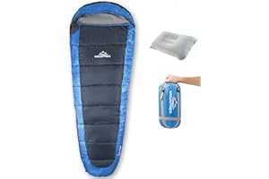 MOUNTREX® Śpiwór – ultralekki i kompaktowy (850 g) – outdoorowy śpiwór letni – śpiwór typu mumia (205 x 75 cm) – mały rozmiar po spakowaniu i lekki – dla młodzieży i dorosłych + poduszka podróżna