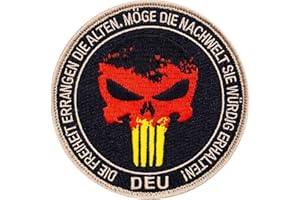 ‎CAFÉ VIERECK Café Viereck ® Punisher Patch mit Deutschland Flagge - Gestickt mit Klett 10 cm Ø