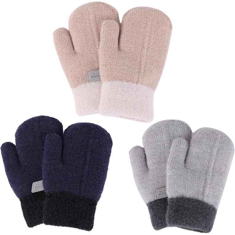 Moufles Hiver Enfant 0-3 Ans - Polaire Douce - Design Ours - Avec Cordon - Pour Neige Et Froid