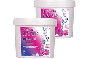 KING KONG CHEM Pack Ahorro 2 uds Compacto 5 ACCIONES AQUAPOOL (200 GR) - Pastillas de Cloro multifunción - Disolución Lenta - Apto Piscinas Liner (2x5 KG)