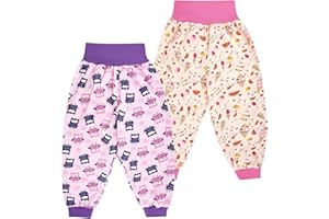 FLYISH DIRECT Pantalon Apprentissage Propreté Garcon, 2 Pièces Anti-Fuite Culotte Enfant Apprentissage Lavable, Taille Haute Absorbant Culotte Apprentissage Propreté Fille et Garcon, 5-7 Ans, Hiboux