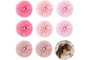 WLLHYF Gumki do włosów ze sztucznego futra królika, różowe, puszyste futro, gumki, sztuczne futro, gumki, elastyczne wiązania, opaska na włosy, opaska na nadgarstek, kucyk, uchwyty dla kobiet, dziewcząt, akcesoria do włosów, 8 szt