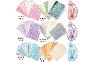 Acidea 156 Blatt strukturiertes Scrapbook-Papier und Mesh-Gewebe sortiertes Set, 6er-Pack gemischtes Spezialpapier für Scrapbooking-Planer Bullet Junk Journal liefert gemischte Collagenkarte Verzierun