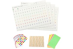RIIEYOCA Calendario de cuenta regresiva de 100 días con cinco pegatinas de estilo: organizador de plan de escuela, hogar, oficina, estudio y trabajo, diseño colorido(4pcs)