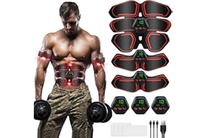UIHOL EMS Trainingsgerät, EMS Bauchmuskeltrainer LCD Bildschirm muskelstimulator USB Wiederaufladbarer Tragbarer Muskel Trainer 10 Modi 20 Intensitäten Geeignet Damen & Herren