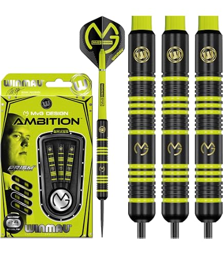 WINMAU Neutron 25g Freccette in Ottone con Alette Prism Alpha e Prism 1.0 Aste (Steli