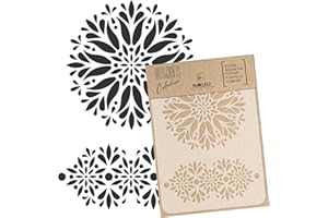 NAKLEO Pochoir pour Peinture Artisanat A3 30x42cm, Modèle en Plastique, Réutilisable, Mandala Rangoli, DIY Bricolage Scrapbooking Décoration a Peindre, Mur Sol Bois Tissu Meuble, Plâtre Béton