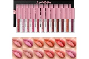 LANGMANNI 12Pcs Lip gloss Collection Makeup Set,Shiny Smooth Soft Liquid Lip Glosses Lip Stain With Rich Varied Colors For Girls And Women Makeup(Color-B)