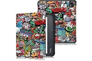 DINGGUAGUA Antichoc Housse pour KOBO Libra 2 TPU pour Coque Étui KOBO Libra2 Liseuse eBook Housse avec Support Pliant Housse Protection Coque,Graffiti