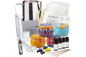 YINUO MIRROR Kit Candele Fai da Te, Kit per Fabbricazione Candele Fai da Te, Set Completo di Candele Profumate con Cera di soia Coloranti Fragranze Oli Melting Pot Termometro Candele Stoppini Adesivi Lattine