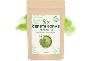 ‎CURLY SUPERFOOD Curly Superfood Gerstengras Pulver Bio 500g - 100% naturreine BIO Rohkostqualität aus deutschem Anbau - Fein gemahlenes Gerstengrassaft Pulver Bio für Smoothies, Säfte & Co