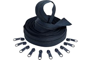 AERZETIX - C62650x5-C62811x10 - Kit de Fermeture éclair à glissière Spirale 5m N°5 Couleur: Bleu foncé + 10 curseurs N°5 Non verrouillable Couleur: Bleu foncé - en Nylon/métal - mercerie