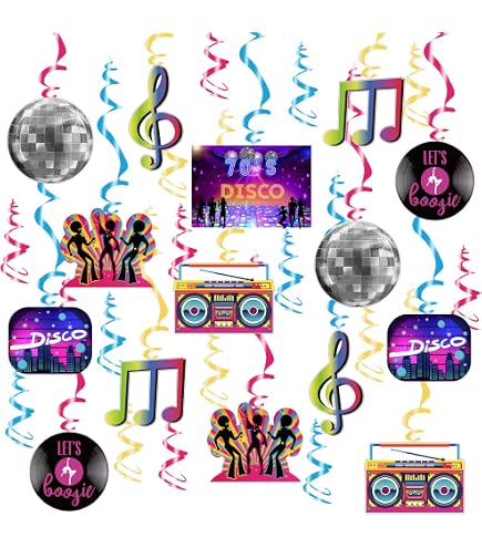 Disco Fever Decken-Deko Set – 6 Stränge à 2,1 M, Glitzernd, Für 70er-Party