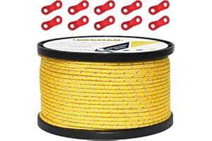HIKEMAN 50M Reflective Cord Guy Ropes Outdoor Tent Guide Rope 100% Nylon Cord Wind Line with 10Pcs Aluminum alloy tensioners for Camping (yellow, Diameter 3 mm)