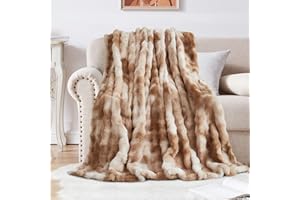 SHANNA Manta Sofa de Felpa de Conejo Super Suave Cálida, Gruesa Franela 1000 g/m² Manta Cama Multifuncional Esponjosa para Dormitorio Sofá Viajes Niños Camping Blanket(Teñido Anudado Café, 160 x 200 cm)