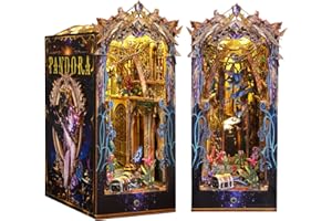 Quanquer DIY Book Nook Kit – DIY Puppenhäuser Miniatur Haus Kit mit Möbeln und LED-Licht, 3D Puzzle Buchstützen aus Holz, Modellbausätze für Erwachsene zum Bauen