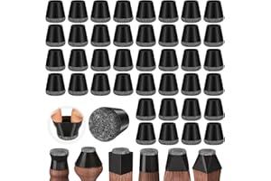 AUAURAINTT 40 Pièces Protection Pied de Chaise, Protege Pied de Chaise, Chaise Protecteurs de Sol en Silicone Noir avec Patins en Feutre, pour Sols en Bois Dur et Carrelage, Réduire Les Rayures (14-20mm)