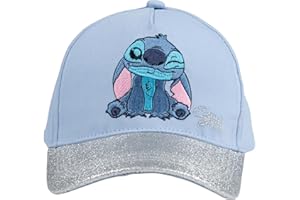 UNITED LABELS Disney Lilo & Stitch Kappe für Mädchen und Jungen - Glitzerschirm Kinder Cap Basecap Baseballkappe verstellbar Blau 52cm