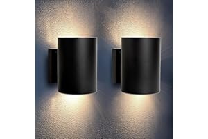 Proxinova Solar Wall Light, Solar Lights Outdoor Garden Wall, Waterproof Steel Solar Fence Light, Wireless Solar Wall Lights Outdoor Garden, Easy Fit, Patio, Terrace - Double Pack, Cylindrical