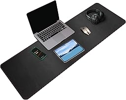 ZORESYN XXL Büromatte aus PU-Leder (120x40cm Schwarz) - Rutschhemmende Schreibtischunterlage wasserdicht, Mousepad für Homeoffice & Laptops, Tischschutz mit Premiumkanten