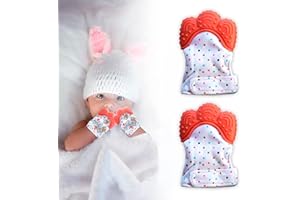 WS WORLSTREND Confezione da 2 manopole di detenzione per neonato, guanto da ordino per bebè, nove nati, aiuta a prevenire il dolore dei denti e incene del bebè, guanti in silicone lavabili.