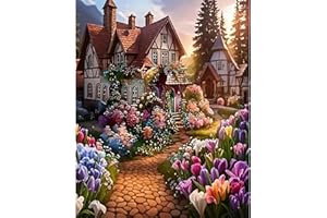 Viart House Paint by Numbers for Adults-Landscape Painting by Numbers for Adults, Scenery DIY Acrylic Painting by Numbers for Home Wall Decor 16x20 inch