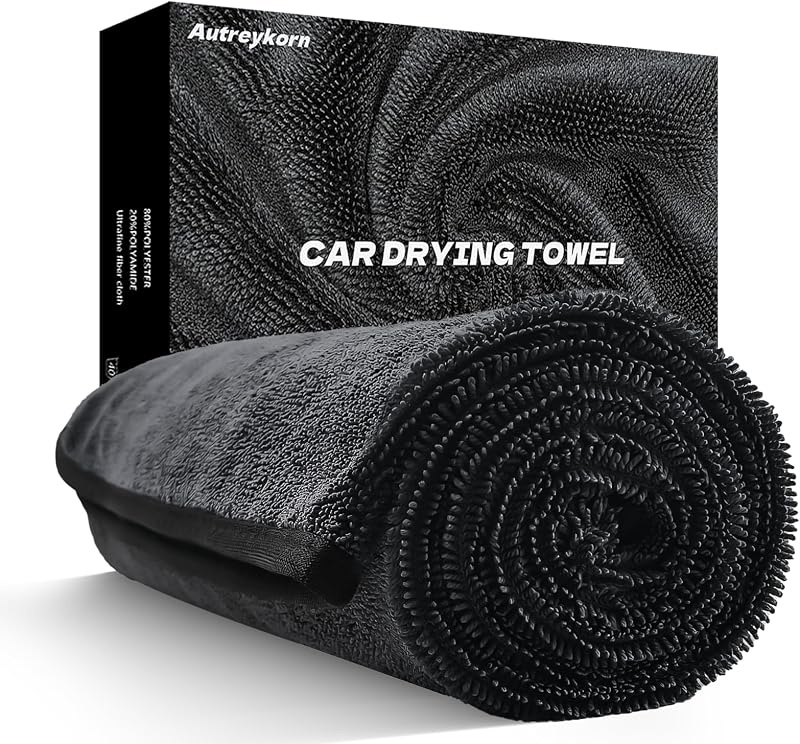 Autreykorn Toalla Secado Coche XXL 90x60 cm 700GSM Microfibra Ultra Absorbente, Secado Rápido Sin Rayas Coches, Motos, Barcos y Detallado de Vehículos