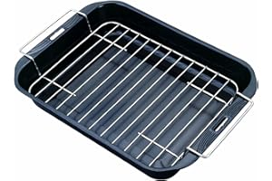 Tescoma Saphir Tiefer Bräter mit Rost, 38 x 28 cm, Schwarz