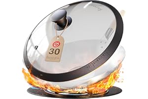 Flavemotion Wok Deckel (30cm) für traditionelle Stahlwoks und Wokpfannen von Flavemotion - Bruchsicheres Glas mit Silikonrand und Dampfauslass, Spülmaschinenfest - Wok Zubehör