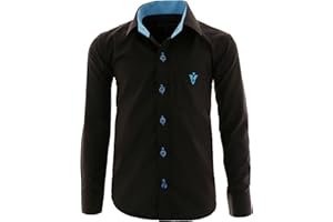 GILLSONZ A4vDa Kinder Party Hemd Freizeit Hemd bügelleicht Lange Arm mit 9 Farben Gr.86-158