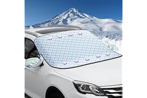 AUEJACKY Cubierta para parabrisas de invierno, cubierta para parabrisas frontal, protección contra hielo, protección solar, protección contra heladas para la mayoría de los coches y SUV