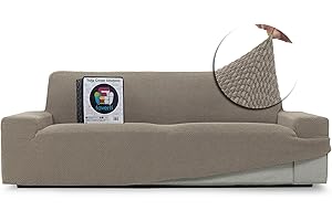 FAVERTI® Funda Sofá Super Elástica 3 plazas de 180 a 230 cm | Modelo NOVELE | Lino | Funda Universal Ideal para Cualquier Forma de sofá | Protector de Calidad Tejido Jacquard Tacto algodón