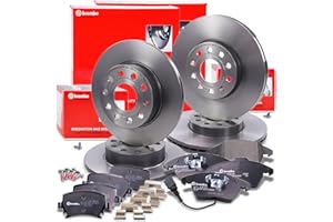 BREMBO Coated Disc Line Bremsenset inkl. Bremsscheiben Vorne Ø 288 mm Belüftet + Hinten Ø 256 mm Voll + Bremsbeläge Vorne und Hinten + Verschleißkontakt