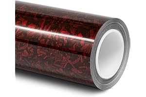 Folindo® 3D Forged Carbon Autofolie Rot Glanz (23,92€/m²) | 100 x 152 cm | Selbstklebende Luftkanal Folie zur Auto Folierung | Blasenfrei