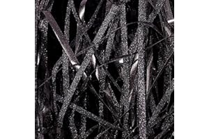 SKYGAD Verpackungsmaterial Füllmaterial Geschenkbox, 100G Glänzend Geschreddertes Papier Paket Weihnachten Geschenkkorb Füllpapier, DIY Papierschnipsel Ostergras Karton Geschenkfüll Material Raffia (Schwarz)