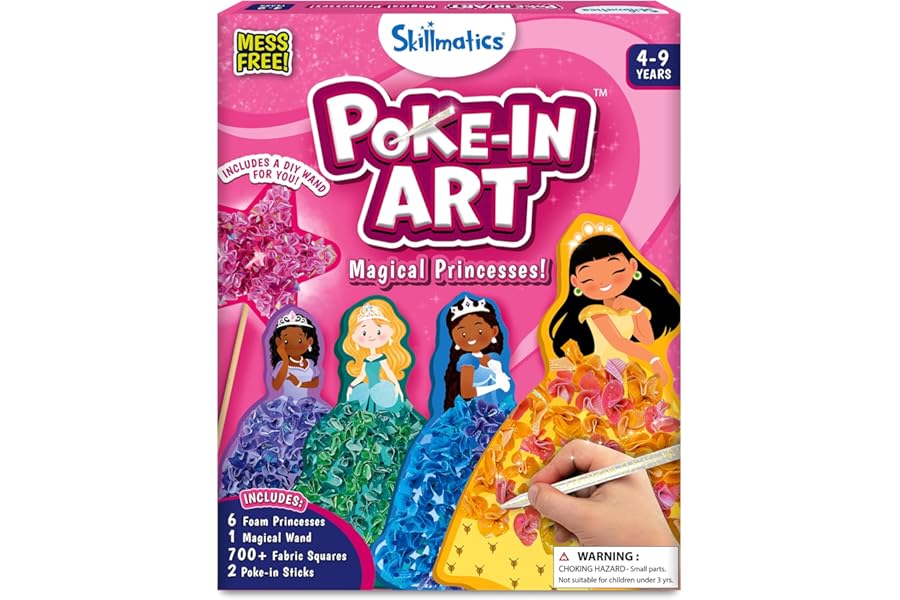 Skillmatics Poke-in Art - Magical Princesses, Mess-Free Fun for Kids, DIY Sewing Craft Kits, Creative Activity, Gifts for Girls & Boys Ages 4, 5, 6, 7, 8, 9