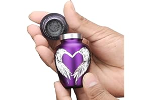 KEEPSAKE COMPANY Lila kleine Urnen für menschliche Asche – Mini-Urnen mit Engelsflügeln – Feuerbestattungsandenken Urnen für Asche – Urne – ERN – kleine Urnen für Männer (einzeln), Purple One Single