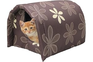 Whiwhi Cat House for Outdoor Winterproof Waterproof and Warm Dog Cave Washable Weatherproof Cat Cave Animal Shelter for Stray Pets 42x31x28cm