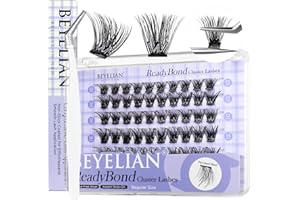 BEYELIAN Ciglia Finte Ciuffetti Autoadesive Riutilizzabili, 72 Pcs D+ Curl Self Adhesive Ciuffetti Extension Ciglia Fai Da Te Ciglia Finte per Uso Personale a Casa (56D, Black)