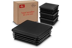 LouMaxx 4 feltrini lamellari 80 x 80 mm, copertura per tubi quadrati da 80 x 80 mm, tappi quadrati per tubi in plastica robusta, tappi per pali come tappo di copertura