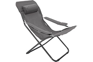 HOMECALL - Silla de camping plegable con respaldo ajustable de textileno 2 × 1, gris