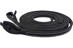 THOR EQUINE Redini Occidentali Western Rein, sgancio rapido, 220 cm, Cucito, Nero