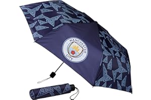 MANCHESTER CITY F.C. Umbrella Men Teens Foldable Compact Umbrella Boys Manual Windproof for Travel Commuting Supporters' Gear Football Gifts