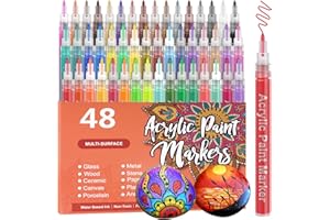 IVSUN Pisaki akrylowe do kamieni, wodoodporne, 48 kolorów, zestaw do malowania kamieniami, końcówka 0,7 mm, markery permanentne, pisaki do malowania na szkle, do papieru, płótna, drewna, malowania na szkle, ceramiki, majsterkowania